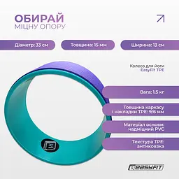 Колесо для йоги EasyFit TPE 33 см фіолетово-м'ятне - мініатюра 3