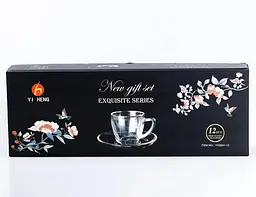 Чайний сервіз на 6 персон скляний TS Kitchen Clear, прозорий HP572 - мініатюра 3