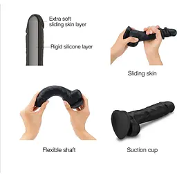 Реалістичний фалоімітатор Strap-On-Me Sliding Realistic Skin Dildo Black - M - мініатюра 3