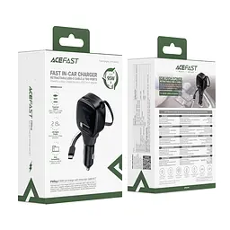 Автомобільний зарядний пристрій ACEFAST B17 95W car charger with telescopic cable Чорний - мініатюра 2