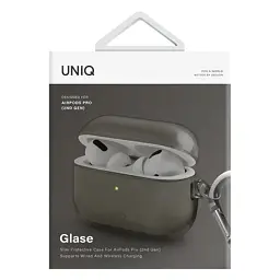 Чохол для навушників Uniq Glase AirPods Pro 2 gen Glossy Smoke (8886463683590) - мініатюра 3