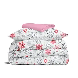 Дитяча постільна білизна фланель Cosas SNOWFLAKES CS5 110х140см (Flannel_SnowflakesGrayRedWhite_16Bubble_140)