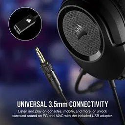Навушники Corsair HS35 Surround v2 Multiplatform Gaming Carbon CA-9011386-EU - мініатюра 3