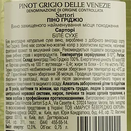 Вино Sartori Pinot Grigio DOC, біле, сухе, 12%, 0,75 л - мініатюра 3