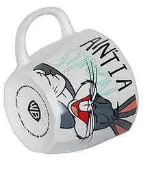 Чашка Warner Bros Flat Looney Tunes. Bugs Bunny порцелянова біла 400 мл (75001736) - мініатюра 2