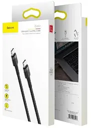 Кабель Baseus Cafule Cable Type-C For Type-C PD2.0 60W flash charging data line (20V 3A) 2m Gray+Black - мініатюра 3