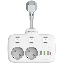 Мережевий фільтр ColorWay olorWay 2x220V/3xUSB-A/1xUSB-C (CW-CHE24PDW) - мініатюра 5