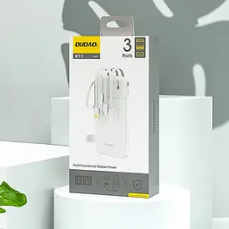 Універсальна мобільна батарея Dudao 10000mAh K11 10W USB-A,USB-C,microUSB, with USB-A/USB-C/Lightning/MicroUSB cables Білий - мініатюра 2