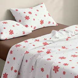 Євро постільна білизна фланель з простирадлом на резинці SNOWFLAKES BERRY CS2 COSAS (4822052478042) - мініатюра 2