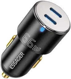 Зарядний пристрій автомобільний адаптер Essager 66 W на 2 виходи USB-C (ECC2C1A-FF01)