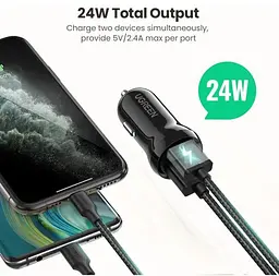 АЗУ UGREEN ED018 24W 2xUSB-A 4.8A Car Charger Black (50875) - мініатюра 3