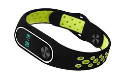 Силіконовий ремінець Primo Perfor Sport для Xiaomi Mi Band 2 Black Green - мініатюра 2