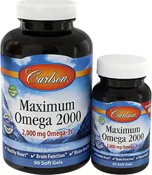 Омега риб'ячий жир Carlson Maximum Omega 2000 мг, 90+30 капс лимон