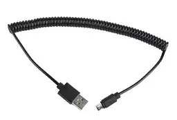 Кабель USB 2.0 AM - microUSB (5P), 1.8 м, чорний, Cablexpert, спіральний (CC-mUSB2C-AMBM-6)