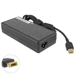 Блок живлення для ноутбука Lenovo 20V, 6A, 120W, USB+pin (Square 5 Pin DC Plug), black (без кабеля!) - мініатюра 2