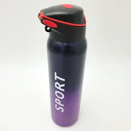 Пляшка термос із трубочкою для води напоїв напувалка спортивна сталева 350 мл SPORT чорно-фіолетовий - мініатюра 2