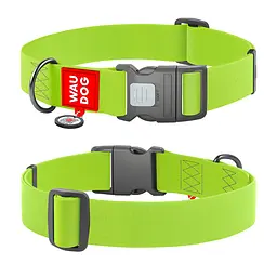 Нашийник для собак водостійкий Waudog Waterproof з QR-паспортом пластиковий фастекс XXL Ш 40 мм Д 46-70 см салатовий