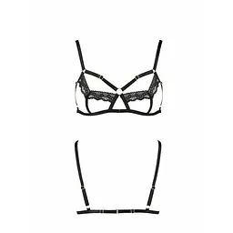 Бюстгальтер-стрепи із мереживом Solon Bra black - Passion Exclusive: трусики в комплекті 2XL/3XL - мініатюра 5