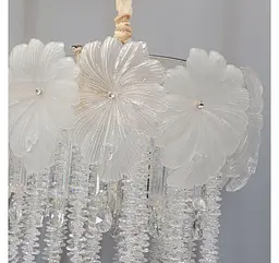 Каскадна прямокутна LED люстра Artlight 7068-800x350BGD золото зі скляним листям та підвісами 116W - мініатюра 6