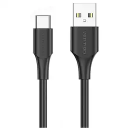 Кабель USB 2.0 AM-Type-CM, 3.0 м, 60W PVC чорний Vention - мініатюра 2