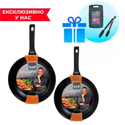 Сковорідка 28 см CookingProf та сковорідка 26 см + кухонна дошка та щипці - мініатюра 10