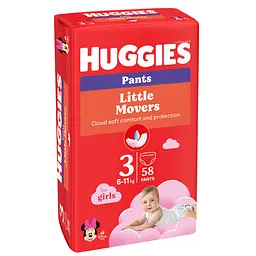 Підгузки-трусики для дівчаток Huggies Little Movers Pants 3 (6-11 кг) 58 шт. - мініатюра 2