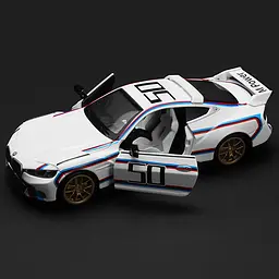 Колекційна металева модель автомобіля Автопром BMW 3.0 CSL з інерцією, світлом та звуком 1:34 - мініатюра 3