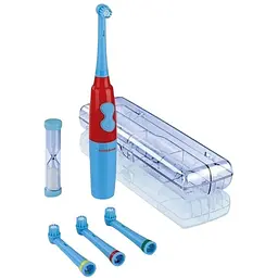 Електрична дитяча зубна щітка Nevadent NKZ 3 A1 Blue + пісочний годинник + насадки + футляр + наклейки