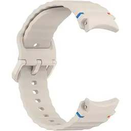 Силіконовий ремінець BeCover Ribbed Tape для Samsung Galaxy Watch (20 mm) 3 41 mm/4 40mm-44mm/5 40-44mm/6 40-44mm/7 40-44mm Cream (712039) - мініатюра 2