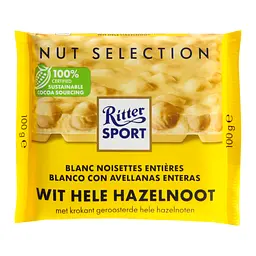 Шоколад білий Ritter Sport з цілим лісовим горіхом 100 г