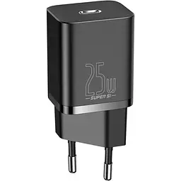 Мережевий зарядний пристрій Baseus Super Si 1C 25W EU Set with Type-C to Type-C black (TZCCSUP-L01) - мініатюра 2