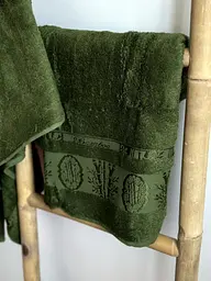 Набір турецьких бамбукових махрових рушників Zeron 50х90+70х140 Bamboo Agaс Desen зелений 1 - мініатюра 3
