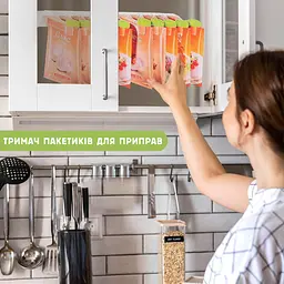 Підвісний органайзер контейнер для спецій дозатори для спецій приправ комплект із 10 штук, Kitchen Master 86744 - мініатюра 3