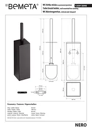 Туалетний йоржик з тримачем Bemeta Nero 135913090, Чорний матовий - мініатюра 2