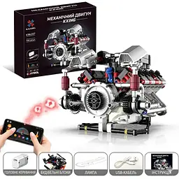 Конструктор двигун V8 Ferrari F40 LM акумуляторний мотор з додатком STEM конструктор двигуна внутрішнього згорання для дітей та дорослих, 700 деталей - мініатюра 3
