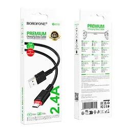 Кабель синхронізації Borofone BX110 Premium 2.4A USB to MicroUSB 1м Black (37240_3611056) - мініатюра 3