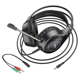 Накладні навушники Hoco W106 Tiger (3.5mm+3.5mm/1.8m) Black - мініатюра 4