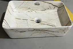 Умивальник накладний Mixxus Premium Quadro-0208 marble 480x315x140 мм з переливом MP6518, Мармур - мініатюра 5