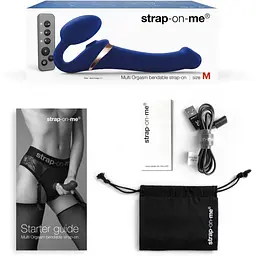 Безремінний вібрострапон Strap-On-Me MULTI ORGASM Blue L - мініатюра 6