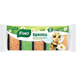 Губки кухонні Fino Бджілка великопористі 5 шт. у подарунок при покупці вибраних товарів Fino на суму від 150 грн. К-сть подарунків обмежена