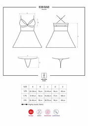 Еротичний мереживний комплект із сіточкою Obsessive 838-BAB-1 babydoll & thong black чорний п L/XL - мініатюра 8