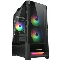 Корпус Cougar Duoface RGB чорний, без БЖ, ATX / Micro ATX / Mini ITX, USB 3.0 x2, USB 2.0 x1, RGB підсвічування, 2x140 ARGB, 1x120
