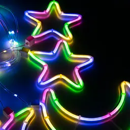 Гірлянда штора зірки та півмісяці LED гірлянда новорічна різнокольорова 3.7 м - мініатюра 8