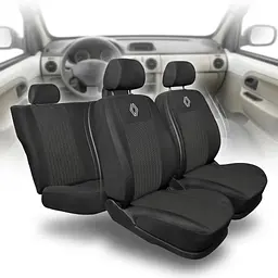 Чохли для сидінь модельні Renault Kangoo II 2007-2021 Жаккард Чорно-сірі (Роздільна спинка 5 підголосника)
