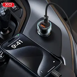 Автомобільний зарядний пристрій XO CC60 Smart прозрачний Car Charger A30+C30 Simultaneous 60W+Cable - мініатюра 6