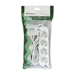 Мережевий подовжувач Defender E450 5.0 m 4 роз white (99227) - мініатюра 4
