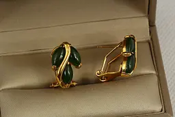 Сережки No Name рис великий нефрит 1,9 см золотисті - мініатюра 2