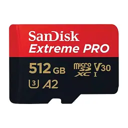 Карта пам'яті SanDisk 512 GB microSDXC UHS-I U3 Extreme Pro+SD Adapter (SDSQXCD-512G-GN6MA) - мініатюра 2