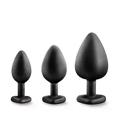 Набір анальних пробок Luxe Bling Plugs Trainer Kit 3 шт. (чорний)