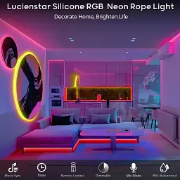 Світлодіодна стрічка Lucienstar Led Neon Rope Lights - 5M Flexible Led Neon Rope Lights Control з пультом дистанційного керування - мініатюра 2